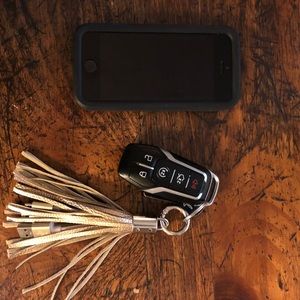 Phone charger cable keychain purse tassel